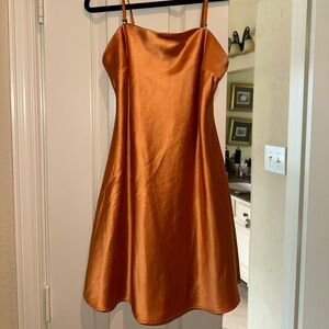 Wild Fable Vibrant Orange Satin Dress